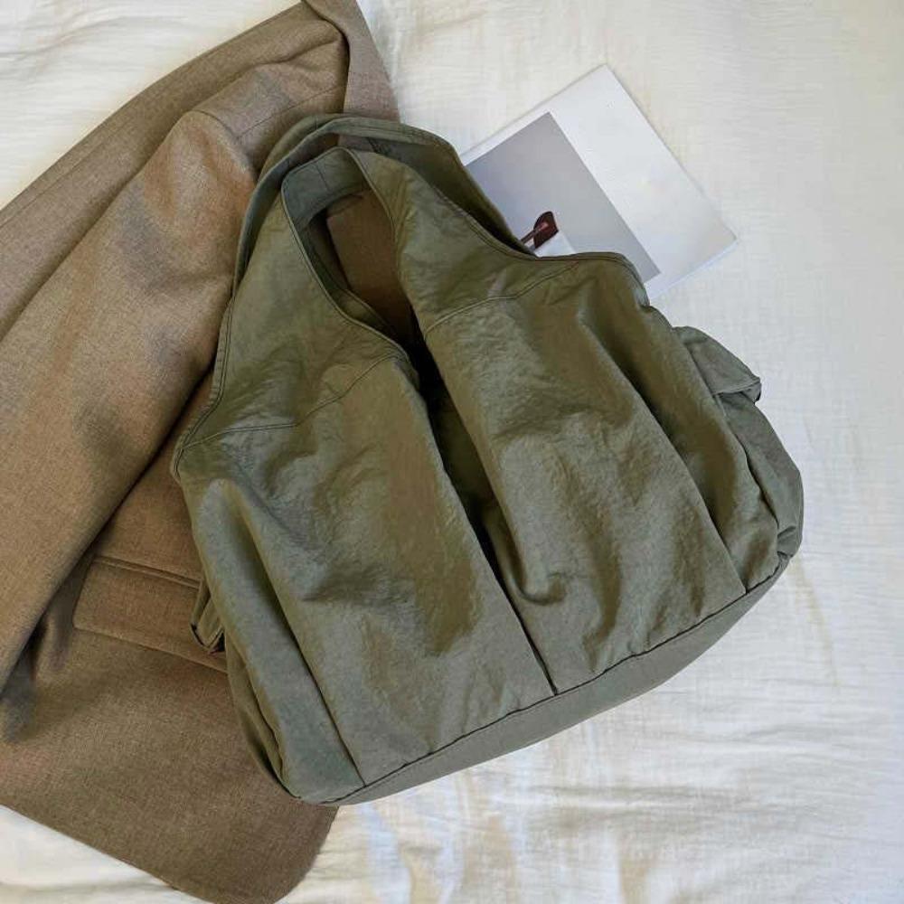 Multi-Pocket Nylon Shoulder Bag Casual Storage Pouch Underarm Bag Large Capacity Tote Bag  Daily