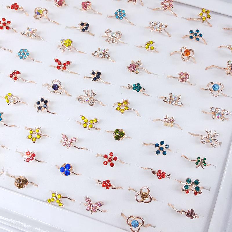 12-teiliger einfacher All-in-One-Blumen-Diamantring für Mädchen, Kristallring