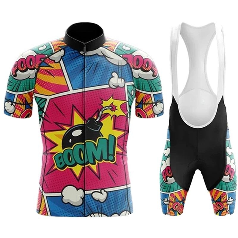 2026 Summer Breathable Cycling Suit Set Pro Team Cycling Clothing Man's MTB Bike Suit Short Sleeve Bike Clothes Ropa Ciclismo Hombre Cartoon