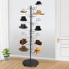 25-Hook Large Freestanding Hat Rack,Modern Black Carbon Steel Hat Display Stand (Holds 25 Caps/Hats) for Home/Store Organization