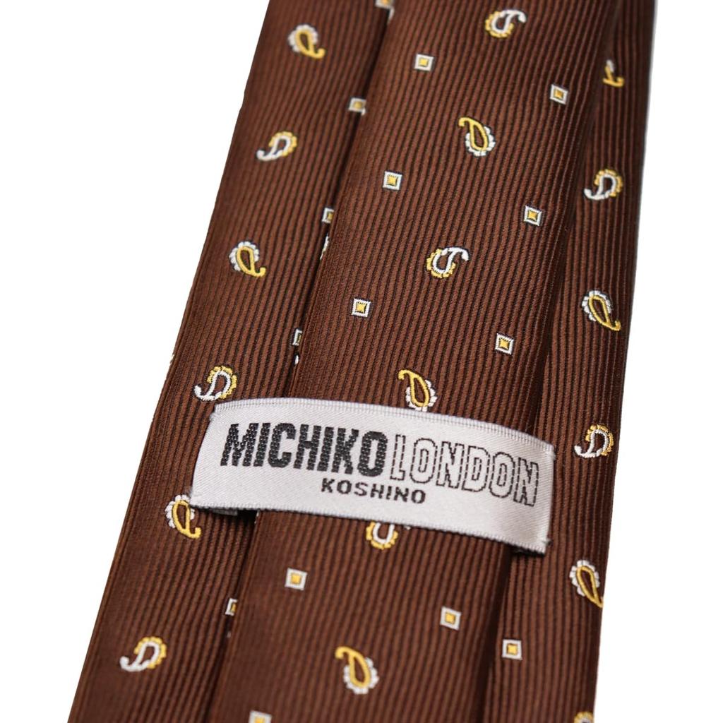 [Michiko London] Wrinkle-resistant bonded fabric with lining for added volume. Made in Japan. KOSHINO brand tie. Check pattern, 100% silk. Unisex.