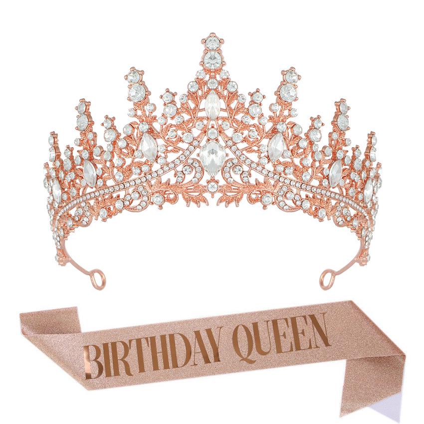 Luxury Crystal Crown & Sash Set for Birthday Girl