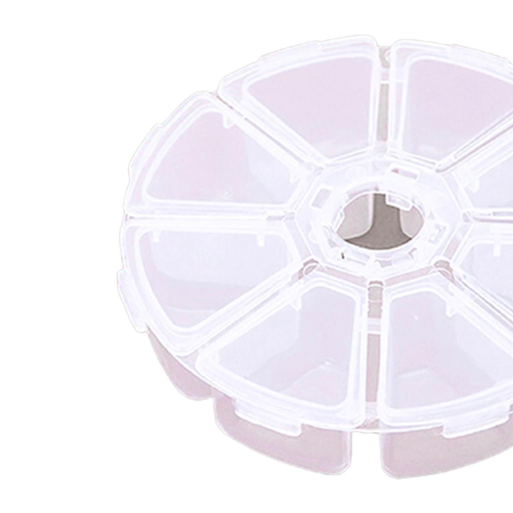 Round Guitar Picks Jewel Fishing Case Storage Medicine Box 8 Grids Container