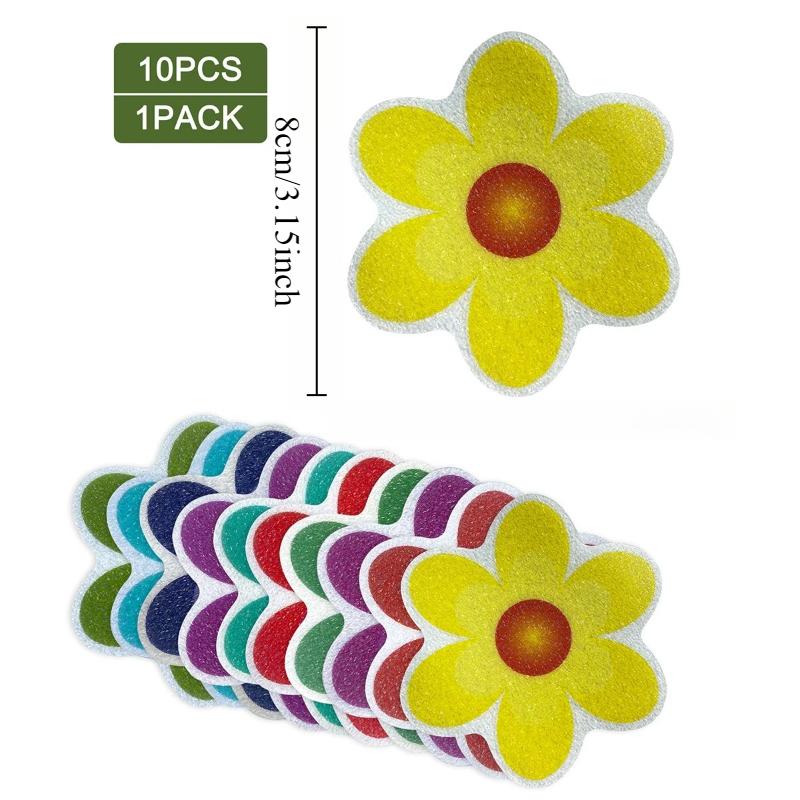 

10PCS bathroom PEVA anti slip stickers hower floor anti slip stickers Colorful flower bathtub anti slip stickers