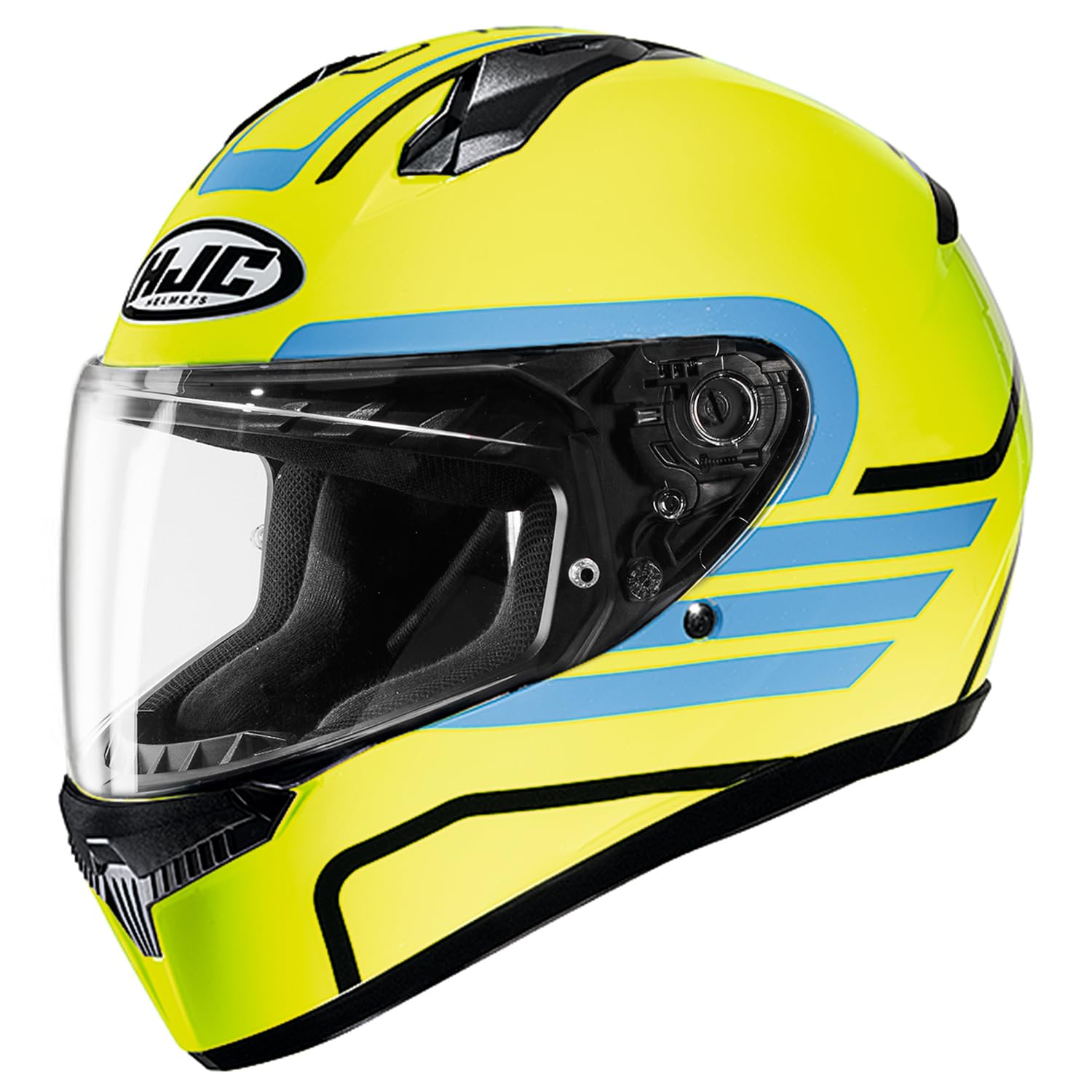 

HJC HELMETS Motorcycle Full Internally C10 Size M Helmet, Face, Ventilated, Detachable, Lithium, HJH234, Yellow/Blue, (57-58cm)