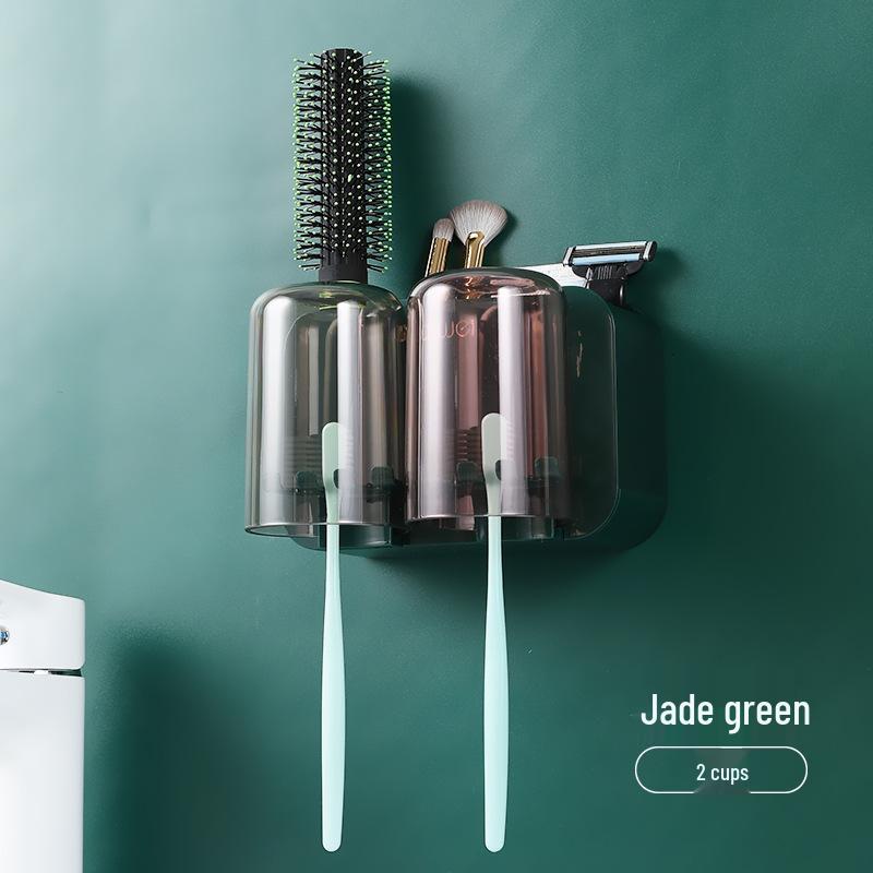 Wall-Mounted No-Punch Toothbrush & Rinsing Cup Set