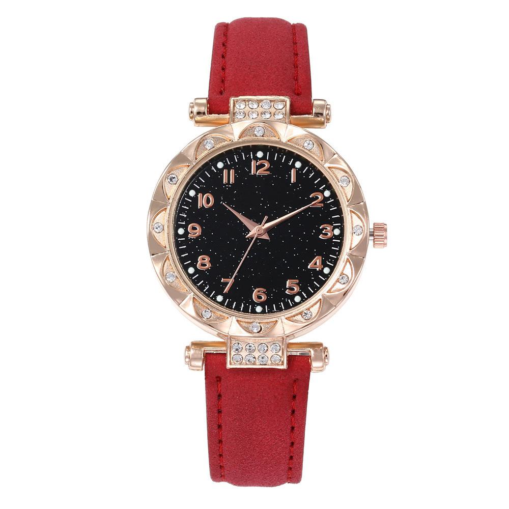 Fashion Casual Ladies Quartz Watch Deluxe Rhinestone Flower Disc Watch Peach Heart Bracelet