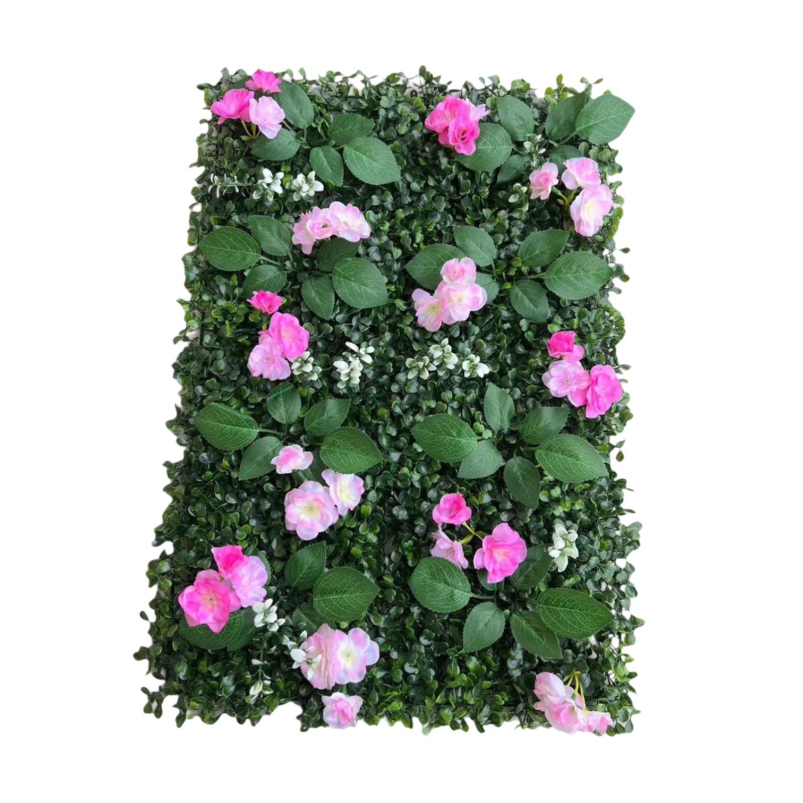 

Artificial Grass Wall Panel with Flowers, Artificial Plant Floral Backdrop for Deck Privacy