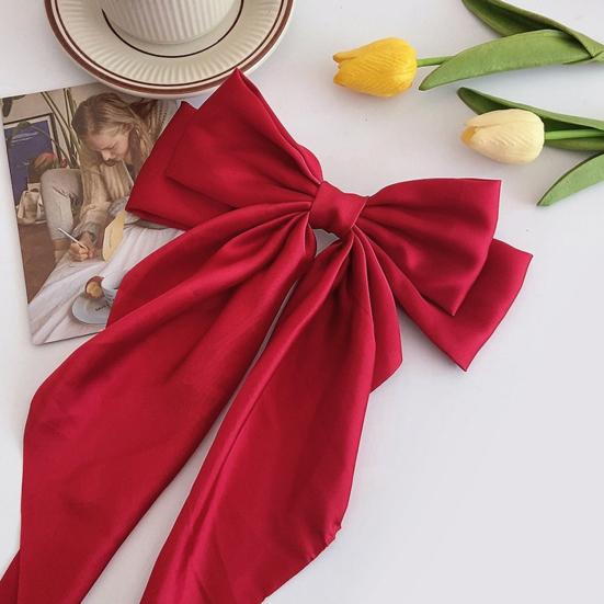 Hairpin Bright Color Large Bow Decor Hair Clip Women Lightweight Hair Accessories Daily Party Wedding Use