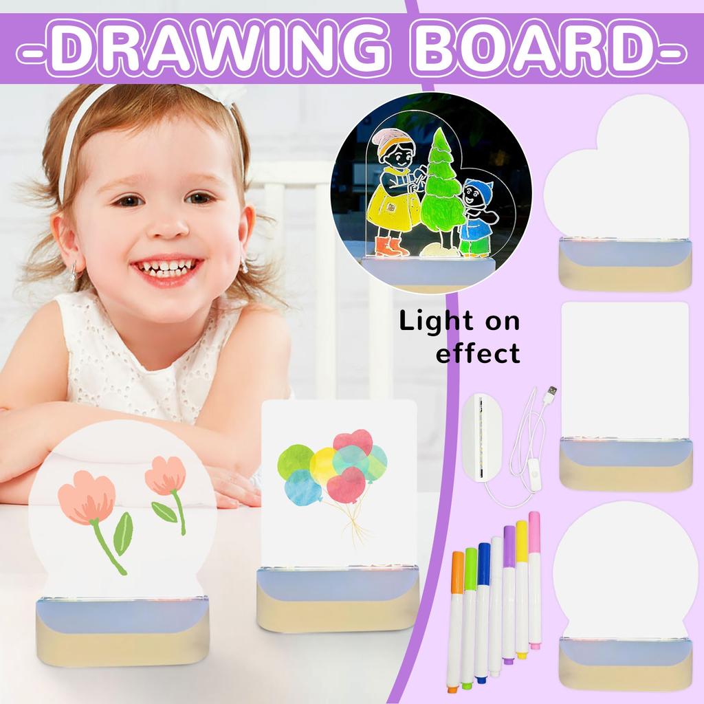 Children's Drawing Board Student Easy-to-wipe Acrylic Luminous Dust-free Handwriting Educational Toy Black Board Set 10ml