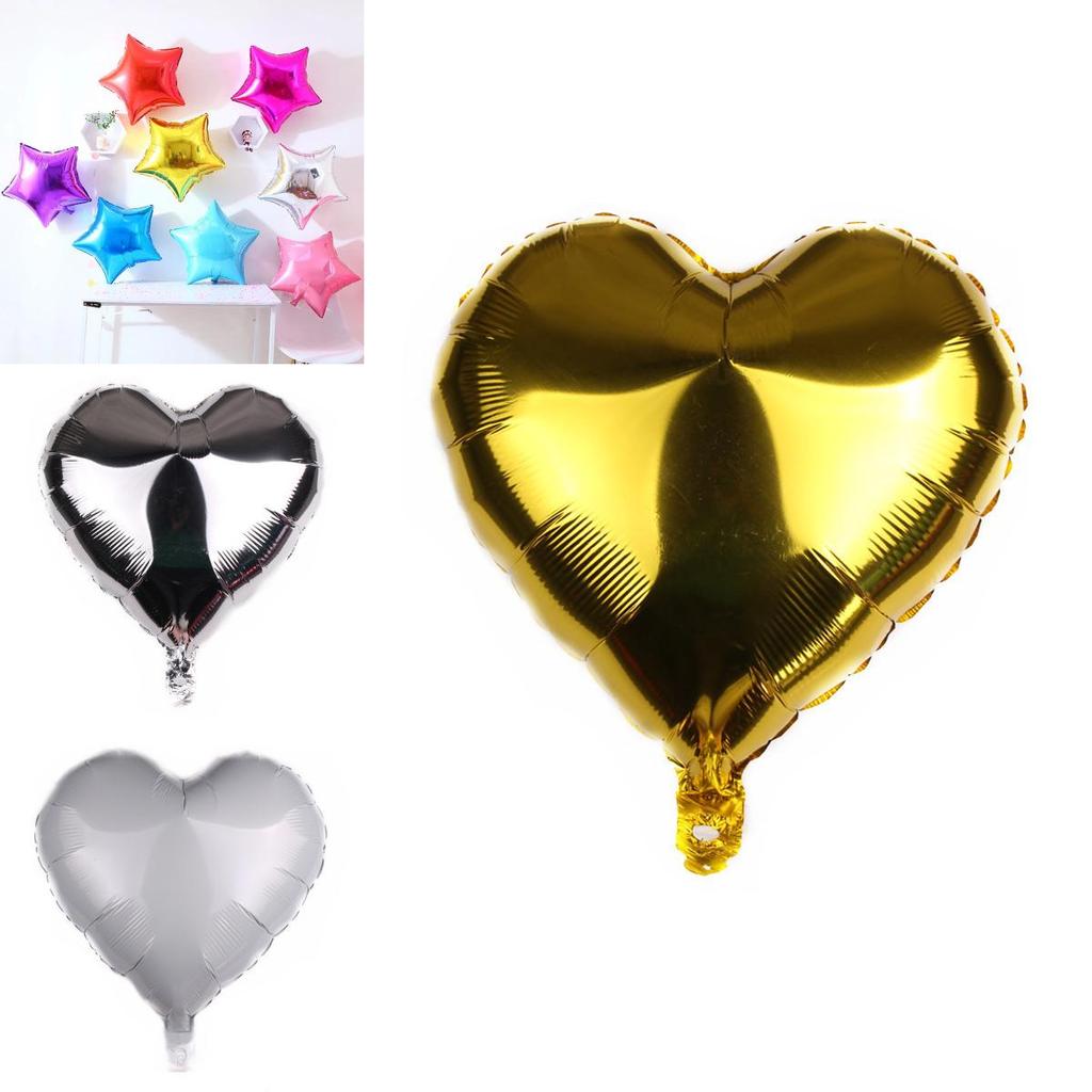 18" Colour Solid Foil Balloons Heart Star Round Shape For Wedding Party Birthday