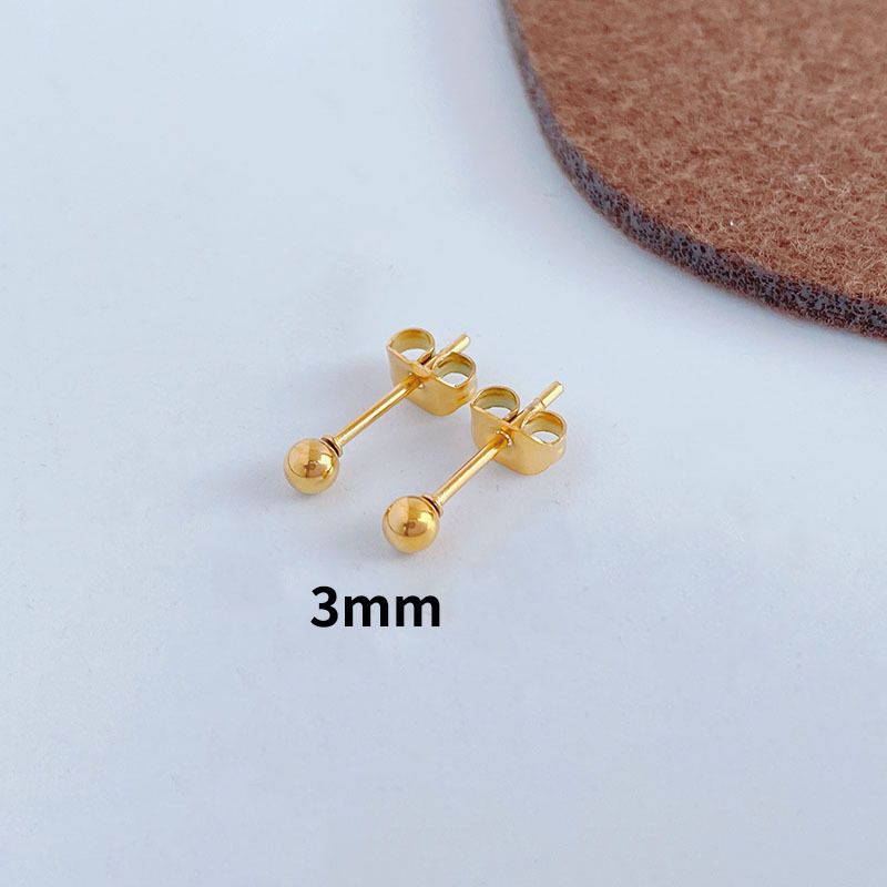 

Titanium Steel Plated 18K Real Gold Mini Little Golden Beans Stud Earrings for Women Minimalist Daily Simple Minimalist Sleep Bath No Need to Take off A pair of 3mm gold bean earrings