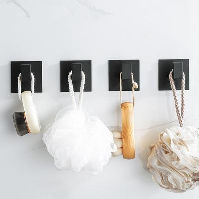1Pcs Ganchos de parede autoadesivos pretos para pendurar chaves cabide de roupas porta gancho de roupão cabide de casaco suporte de toalha acessórios de banheiro