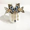 Zircon Rhinestone Butterfly Hair Clips Tassel Rhinestone Barrettes Crystal Small Hair Claw  Wedding