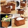 Imitation Rattan Weaving Storage Basket Brown Picnic Basket Dirty Clothes Basket  Home Furnishings