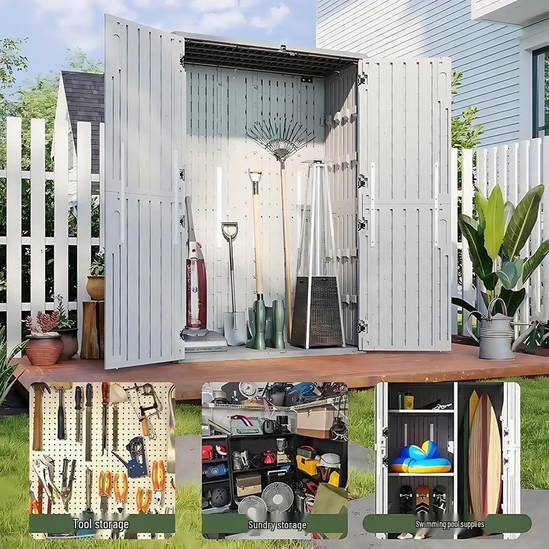 Outdoor HDPE Garden Storage Cabinet for Tools and Sundries