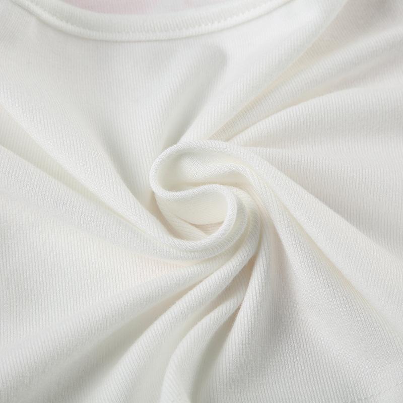 Asymmetrical Halter Crop Top y2k Floral Print Sleeveless White Tank Tops Women Basic Tees Vintage Sexy Camisole Harajuku