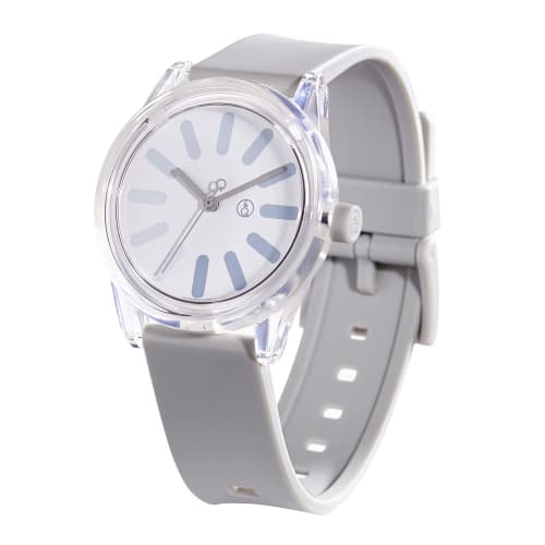 Citizen Cue & Cue Smile Solar Analog Watch, GROOVISIONS GRV3014, Waterproof, Urethane Strap, Gray, RP26J812