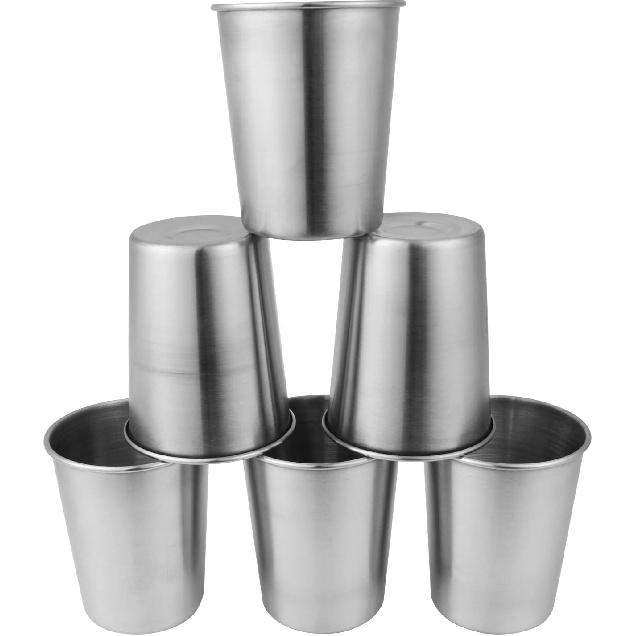 EVERMARKET 6 Pack 8 Ounce 230ml Stainless Steel Cups Shatterproof Pint Drinking Cups Metal Drinking Glasses for Kids and Adults
