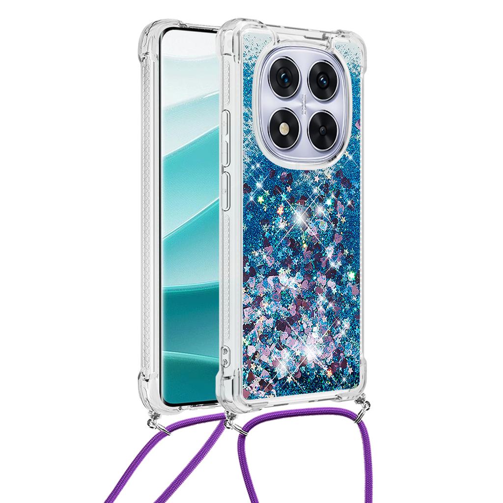 For Xiaomi Poco X7 5G/Xiaomi Redmi Note 14 Pro 5G TPU Case Quicksand Design Phone Cover with Lanyard