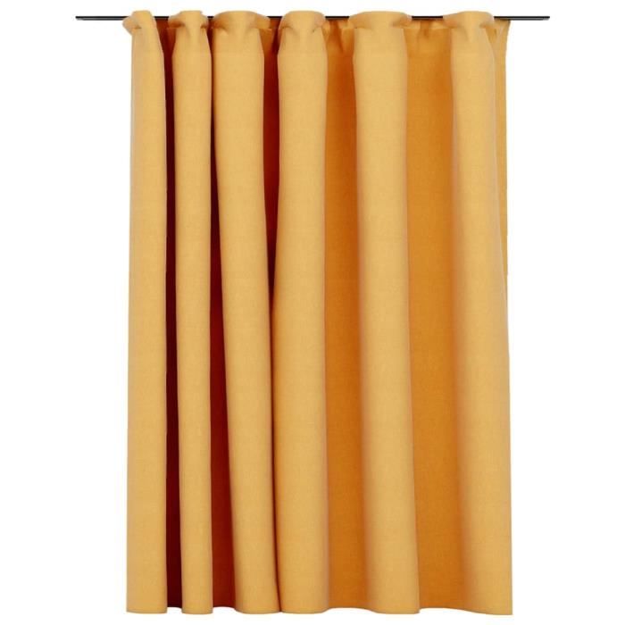 VidaXL Linen Look Blackout Curtain with Hooks Yellow 290x245 Cm