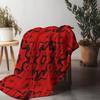 Faux Fur Throw Blanket Geometric Pattern Red Black Modern Sofa Bed Decorative Throw Blanket Gift