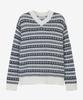 MINDBRIDGE Wool Blend Fair Isle V-Neck Semi-Oversized Knit Mykt7153