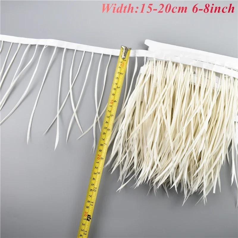 1Meters White Black Pheasant Feathers On Tape Ribbon Turkey Ostrich Fringe Feather Trim Goose Marabou Sewing Clothes DIY Plumes