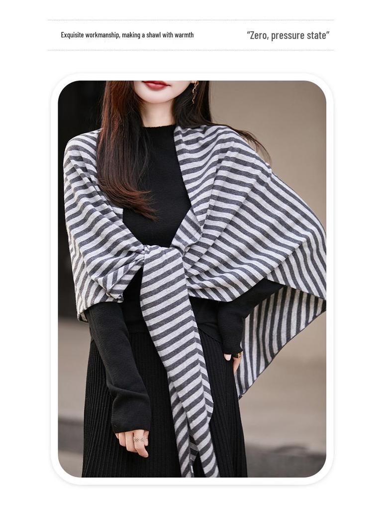 Elegant Knit Scarf Sweater: Women's Korean Style Warm Triangle Shawl for Autumn/Winter