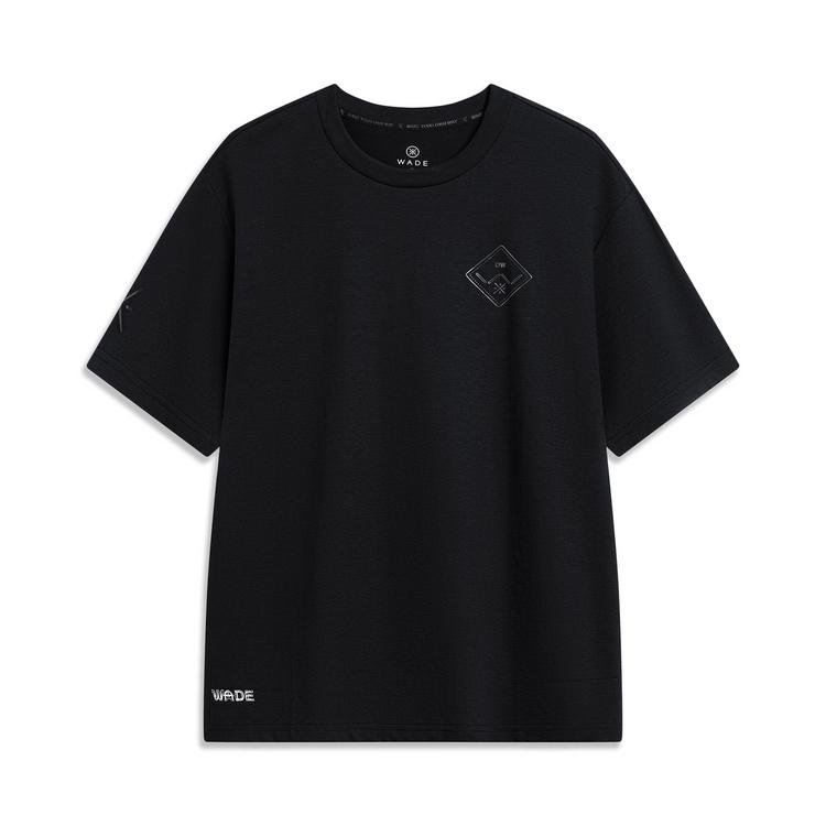 Li Ning X Cyril Artist Collaboration American Retro Back Graphic Print Crew Neck Short Sleeve T-Shirt Unisex T-Shirt Black AHST847-1