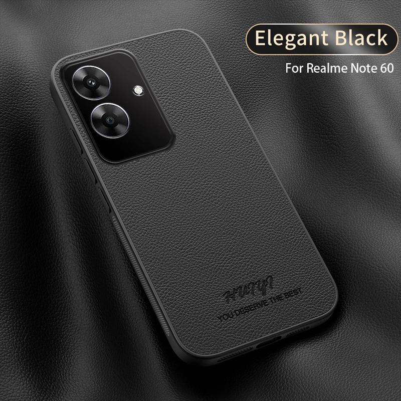 Leather Case for Oppo Realme Note 60 Luxury Shock Absorption Car Magnetic Mount Anti-knock Anti-fingerprint Thin Cover