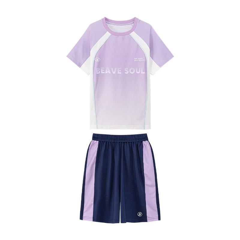 Zuo Xi Girls Short Sleeve Athletic Mesh Quick-Dry Set 160