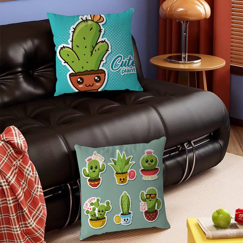 Niedlicher Cartoon Sukkulenten Kissenbezug Kissenbezug Deko Kissenbezug Bedruckter Kissenbezug für Couch