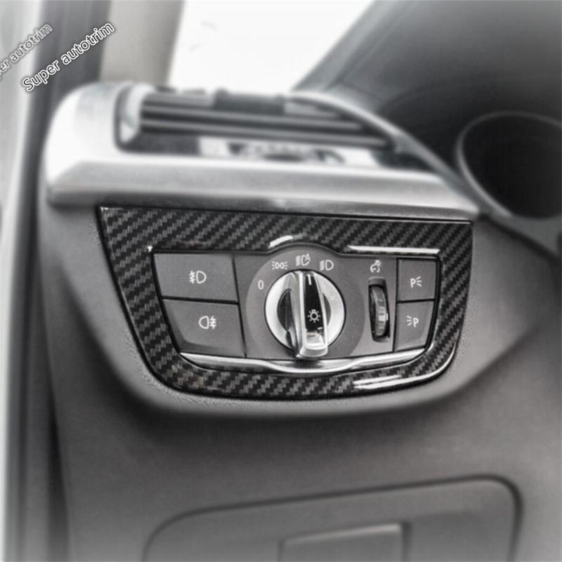 Car Head Lights Lamps Switch Button Panel Decoration Cover Trim For BMW X3 G01 2018 - 2024 ABS Carbon Fiber Accessories Interior