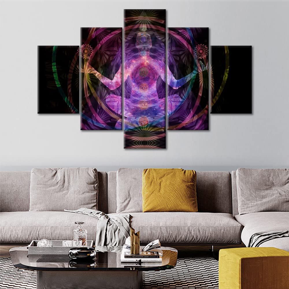 5 kusů 7 čaker Yogi Jóga Meditace Indie HD Nástěnné umění Plátno Plakáty Obrázky Malby Domácí dekorace do obývacího pokoje Bez rámu