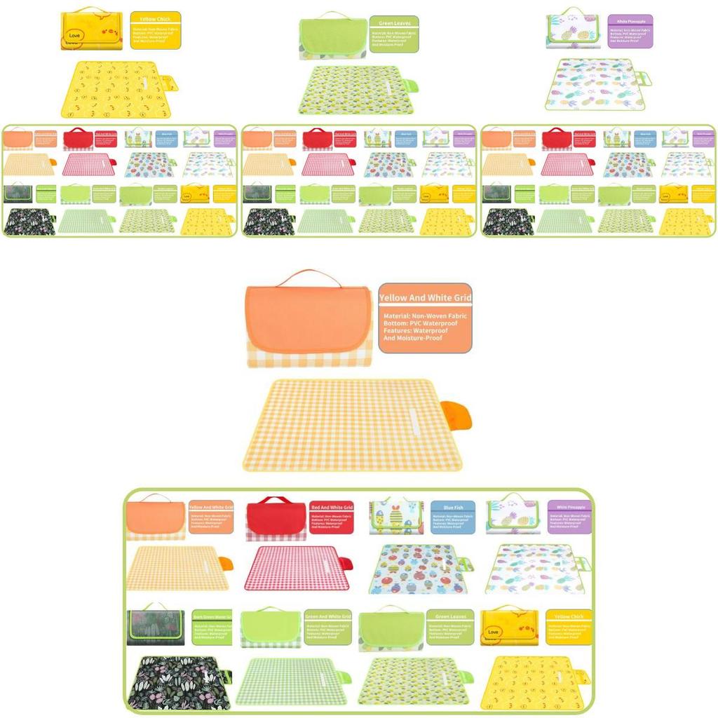 Tragbare Stranddecke Vliesstoff Picknickmatte mit wasserdichter Funktion Grüner Algenprint