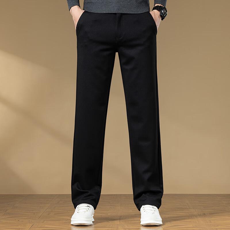 FAPAI Men's Wool Blend Easy Care Straight Leg Casual Pants