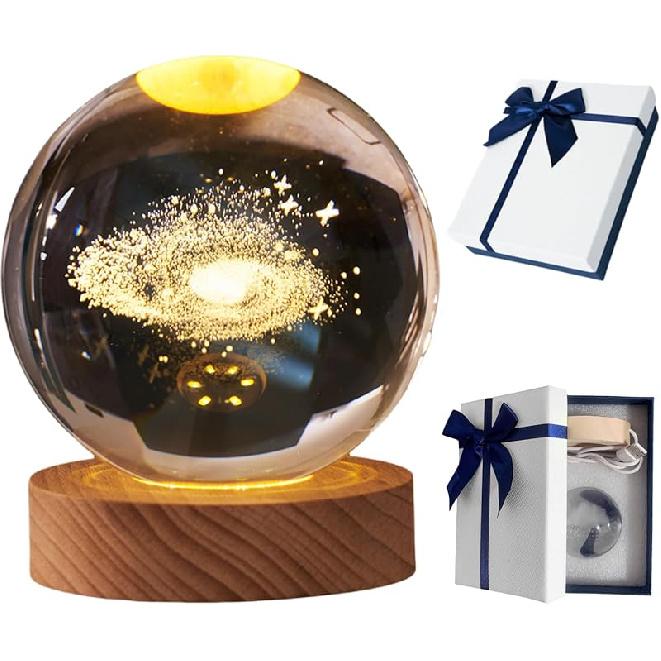 Happyhaves Calming Stellar Spheres - The Galaxy, Saturn and The Moon 3D Sphere Light and Lamp