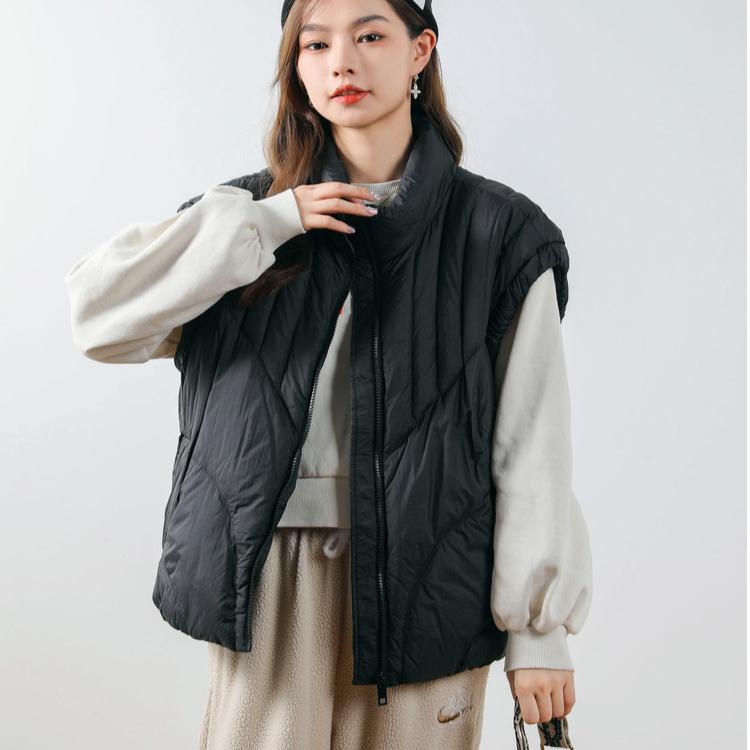 Women's 90 White Duck Down Collar Simple Fashion Thin Short Section Autumn and Winter Down Waistcoat