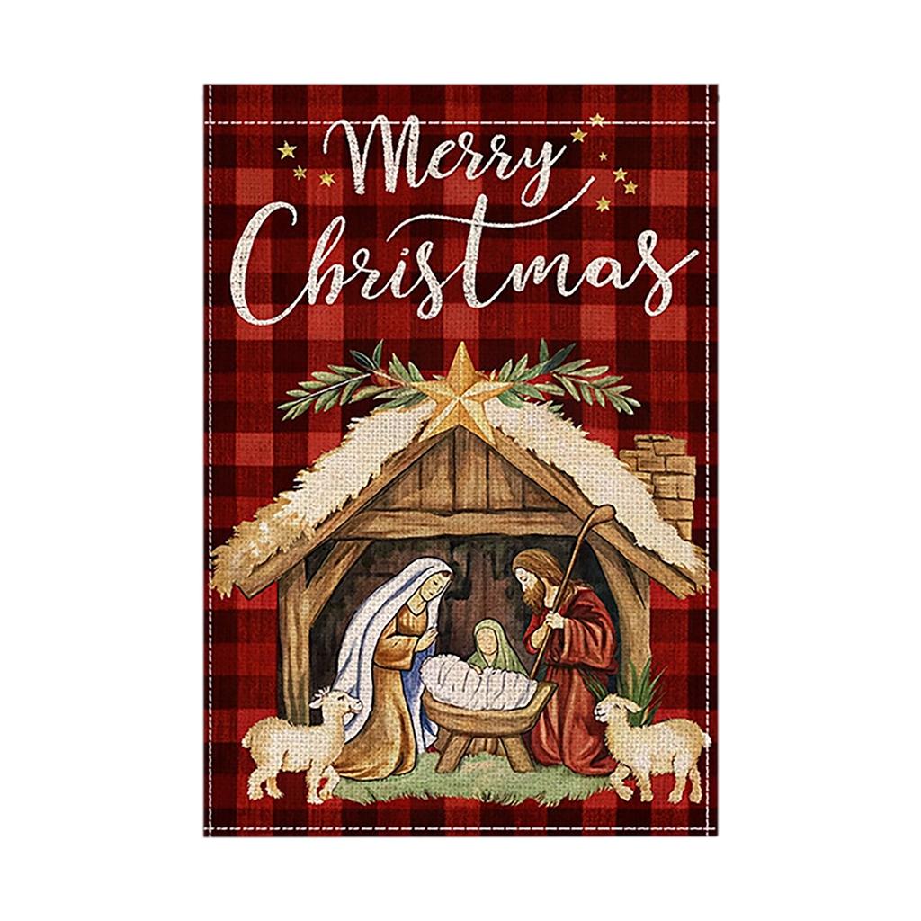 Christmas Day Garden Flag Polyester Double Layer Printed Outdoor Flag Courtyard Decoration Flag