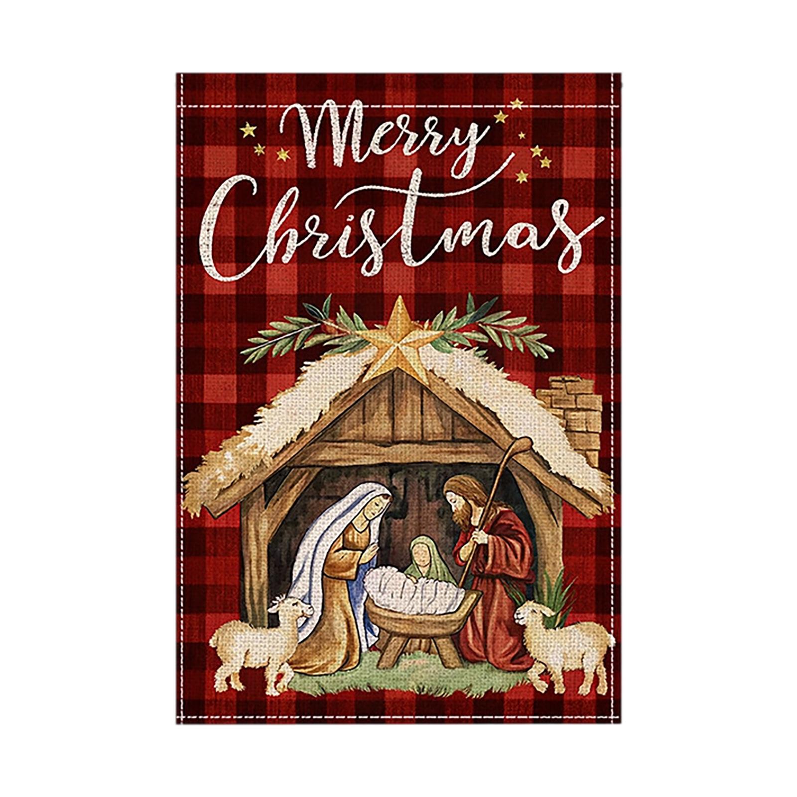 

Рождественский флаг для сада, полиэстер, двухслойный, с принтом, уличный флаг, флаг для украшения двора One Size