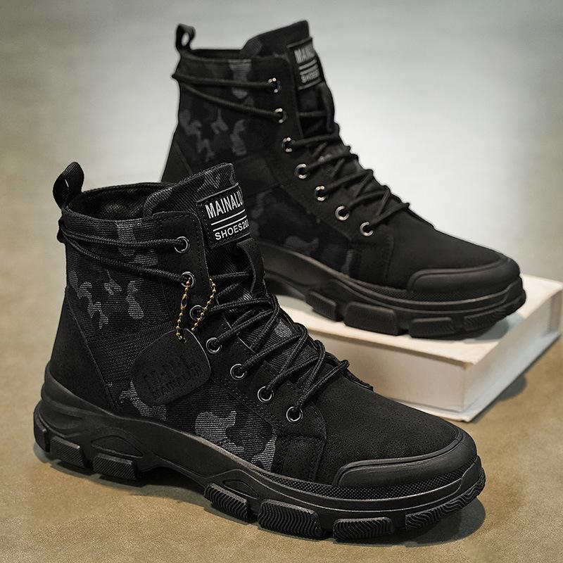 Men's High-top Boots Fashion Camouflage Boots Outdoor Casual Platform Boot Desert Ankle Boots for Men Hiking Shoes Botas Hombre