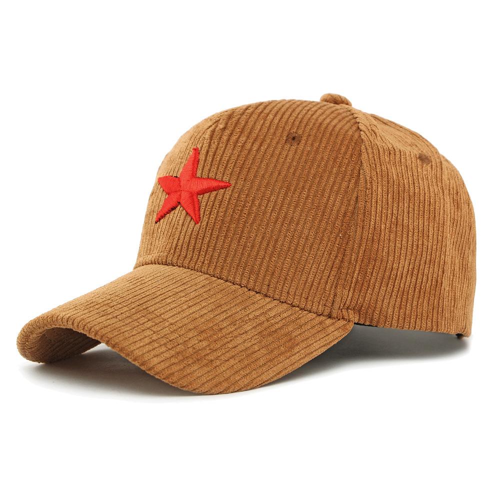 Spring Autumn Corduroy Hat Men's Hard Top Baseball Cap Five-Pointed Star Embroidered Cap Outdoor Sunscreen Hat for Women