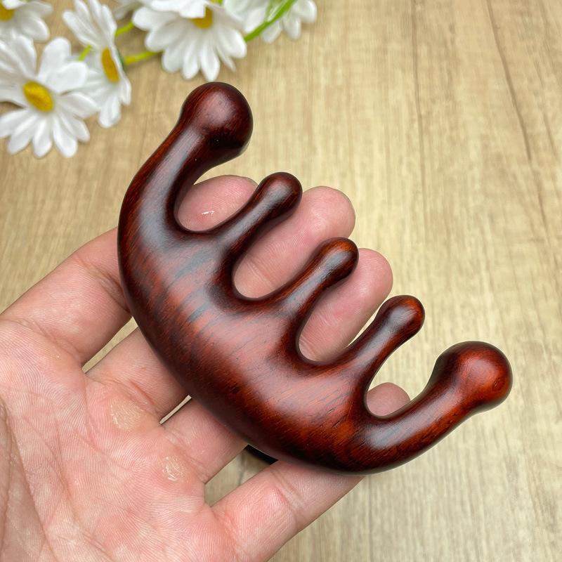 

Gift Boxed Sandalwood Five-Tooth Massage Comb with Thickened High-Density Round Ball Head for Home & Travel Use