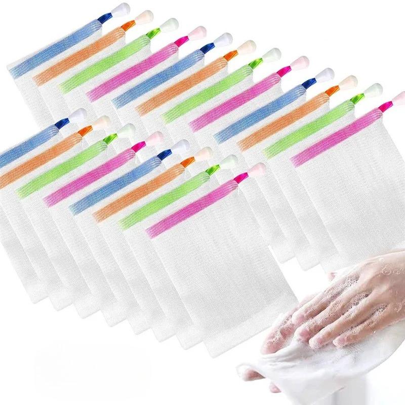 Soap Foaming Net Bag Hangable Mesh Glove for Shower, Bathroom, Facial & Body Cleansing Bubble Maker for Effective Cleaning