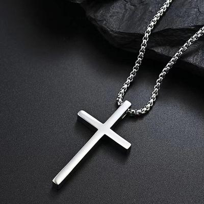 Men's Trendy Titanium Stainless Steel Cross Pendant Necklace