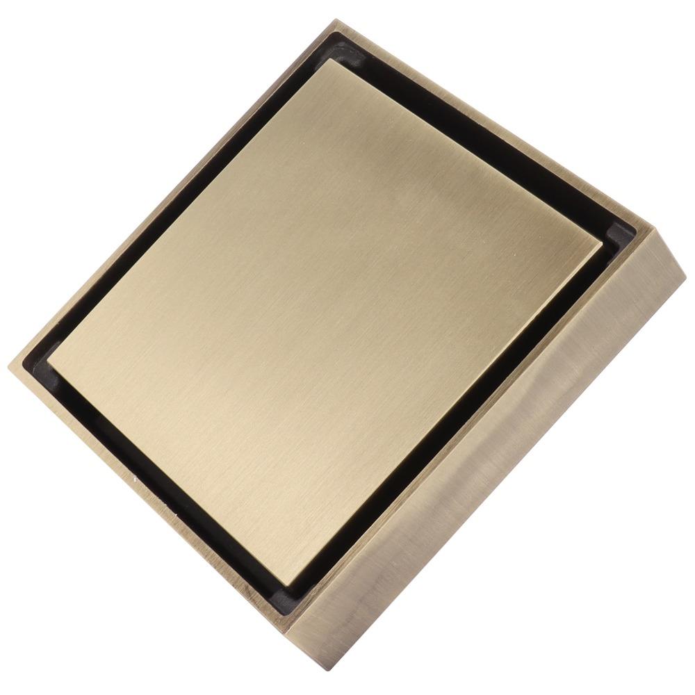Square Shower Floor Drain Brass Material Hair Catcher Drain Tile Insert Drain  Basement Drain
