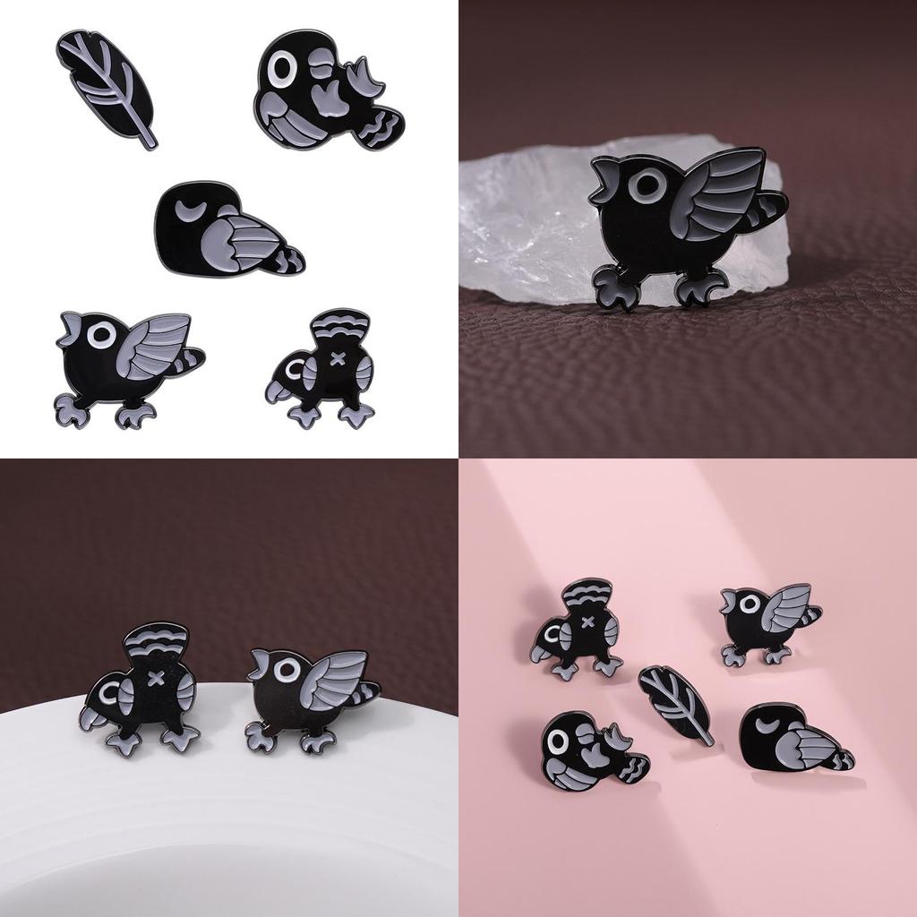 Trendy Animal Cartoon Style Black Punk Bird Brooch Eye-catching Metal Pin For Fashion Lovers