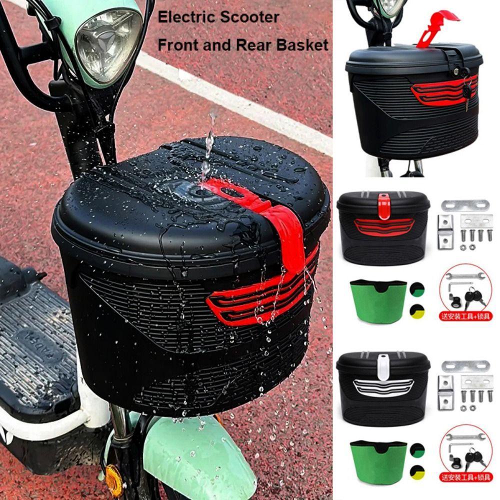 Plastic Electric Scooter Basket Large Capacity Anti-theft Baskets Replacement