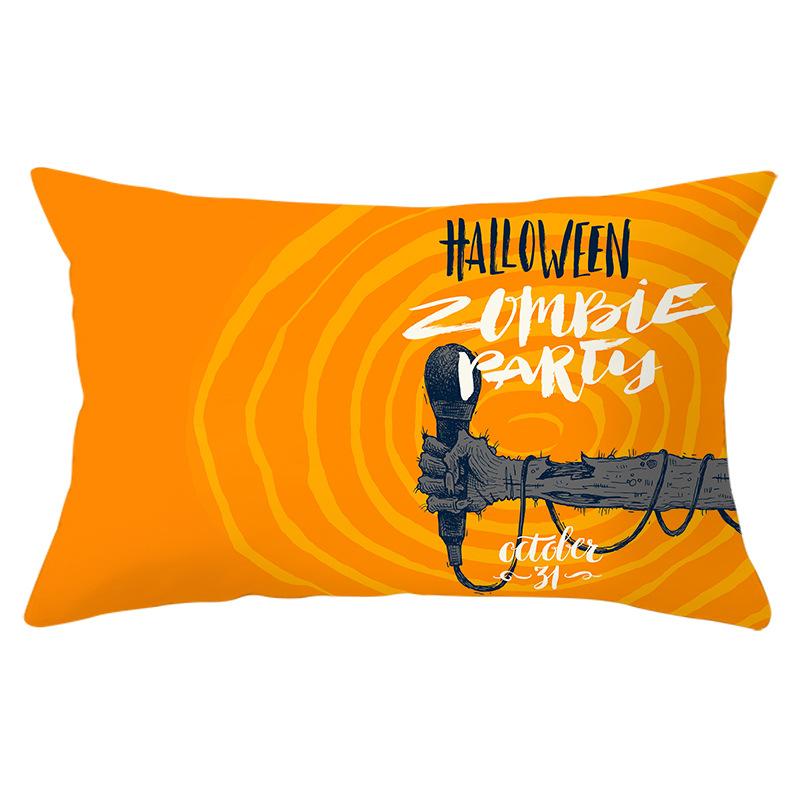Halloween Orange Series Peach Skin Waist Pillow Cover New Rectangular Sofa Cushion Cover